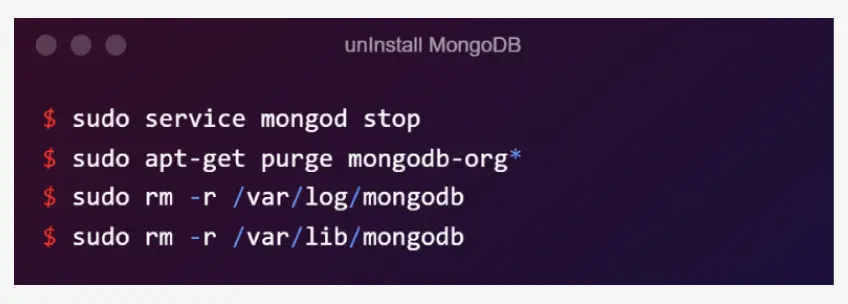 uninstall mongodb Ubuntu